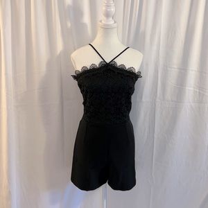 Women’s Miss Selfridge Black Floral Detail Adjustable Strap Shorts Romper Size 8